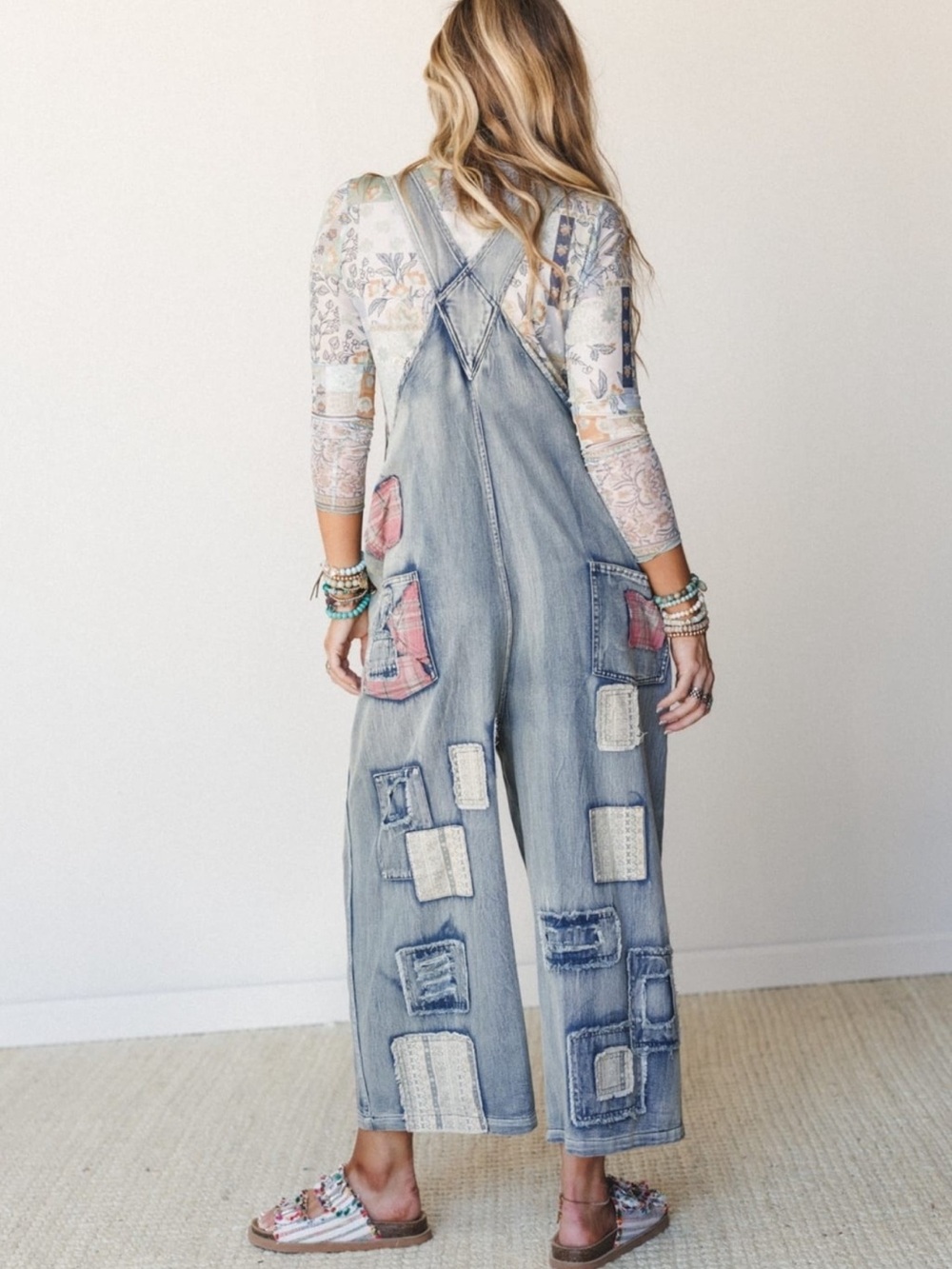 Blue Velvet | Light Blue Embroidered Denim One-Piece Overalls Sz M - Picture 5 of 17